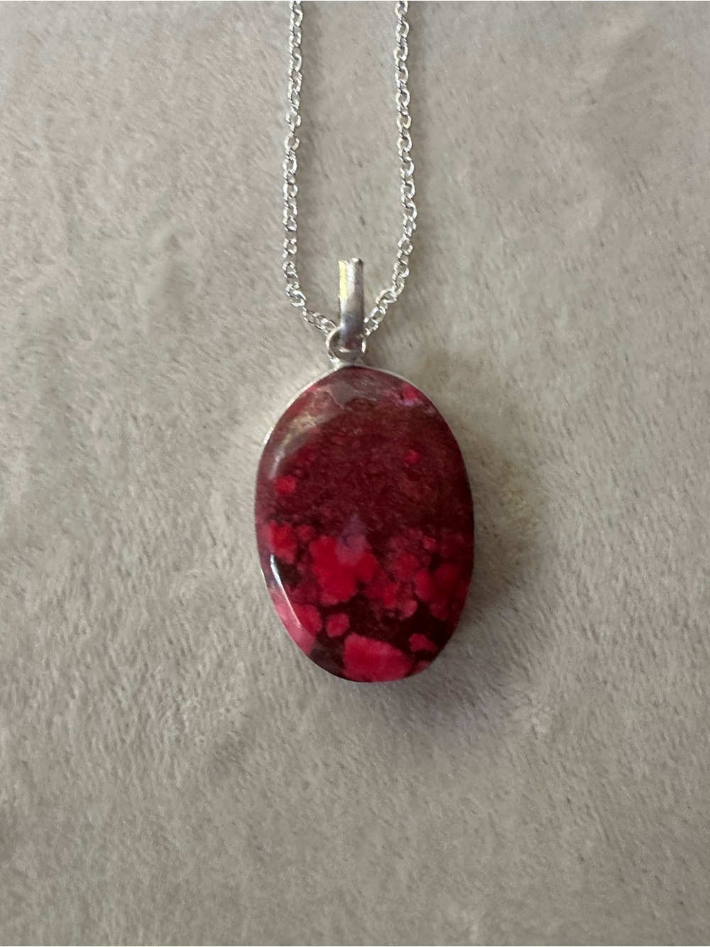 Red Oval Stone Pendant Necklace - Women Jewelry